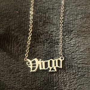 Gothic Script virgo Necklace in Silver-tone - Women’s Jewelry
